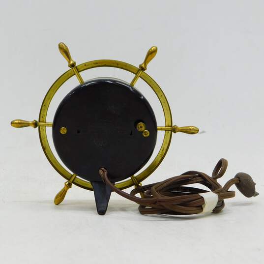 Buy the Vintage Ingraham & Telechron Brass Nautical Maritime Ship Wheel  Clocks