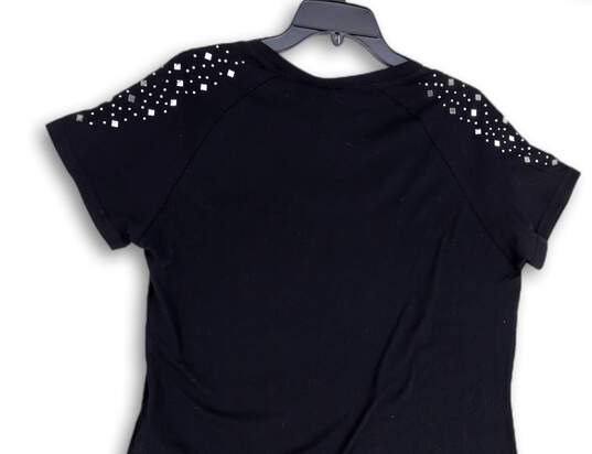 NWT Womens Black Short Sleeve Scoop Neck Regular Fit Pullover T-Shirt Sz XL image number 1