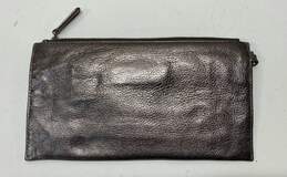 Michael Kors Silver Metallic Leather Envelope Zip Wristlet Clutch alternative image