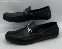 Authentic Salvatore Ferragamo Mens Black Leather Loafer Shoes Size 10.5 D