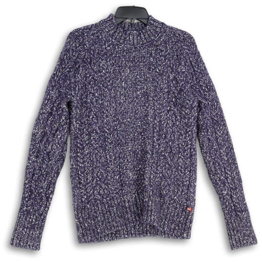 Buy the Womens Purple Knitted Crew Neck Long Sleeve Pullover