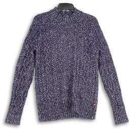 Womens Purple Knitted Crew Neck Long Sleeve Pullover Sweater Size Medium