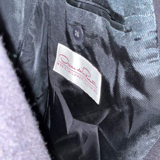 Oscar De La Renta Mens Black Pockets Notch Lapel Tailored Single-Breasted Blazer image number 3