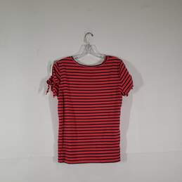 Womens Striped Cotton Short Sleeve Round Neck Pullover T-Shirt Large alternative image