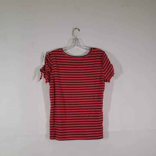Womens Striped Cotton Short Sleeve Round Neck Pullover T-Shirt Large image number 2