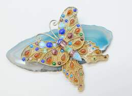 Vintage Sterling Silver Vermeil Enamel Filigree Butterfly Brooches 22.5g alternative image