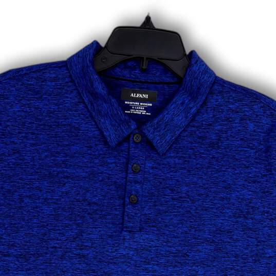 Mens Blue Heather Short Sleeve Stretch Spread Collar Golf Polo Shirt Sz XL image number 3
