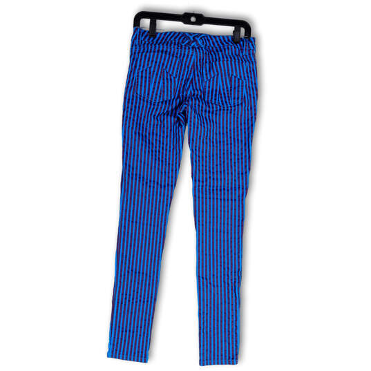 Womens Blue Purple Stripe Pockets Flat Front Skinny Leg Ankle Pants Size 5 image number 2