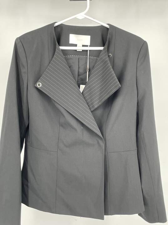 Womens Black Long Sleeve Asymmetrical Neck Lined Blazer Size 6 T-0557577-E image number 2