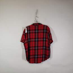 Womens Plaid Short Sleeve Collared Button-Up Shirt Size Large alternative image