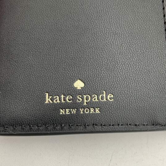 Kate Spade NY Womens Black Leather Card Holder Snap Bifold Wallet image number 5