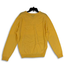 Mens Yellow Cashmere Long Sleeve V Neck Pullover Sweater Size Large alternative image