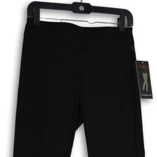 NWT Womens Black Elastic Waist Pull-On Straight Cut Dress Pants Size 6 image number 3