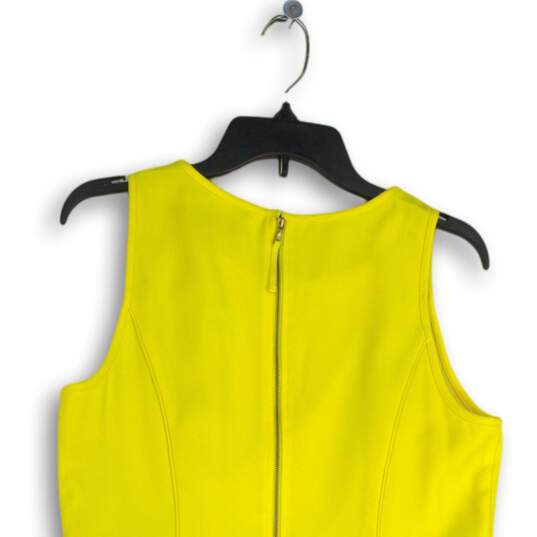 Loft Womens Yellow Sleeveless Round Neck Back Zip Fit & Flare Dress Size Medium image number 4