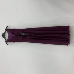 NWT Womens Purple Tie Waist Pleated Wedding A-Line Dress Size 2
