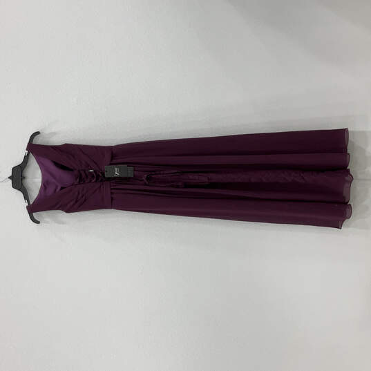 NWT Womens Purple Tie Waist Pleated Wedding A-Line Dress Size 2 image number 1