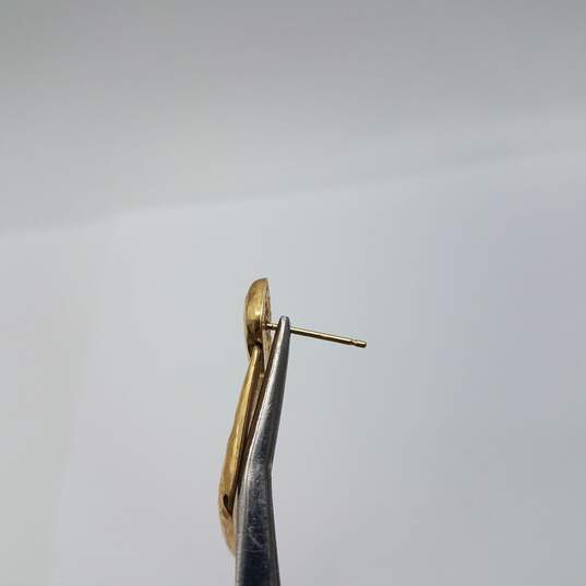 14k Gold Hammered Door knocker Post Earrings 3.8g image number 5