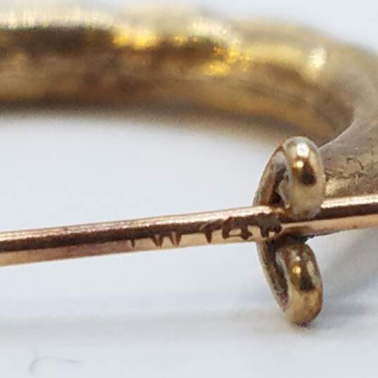 14K Gold Hoop Leaf Chisel Design Earrings 1.2g image number 2
