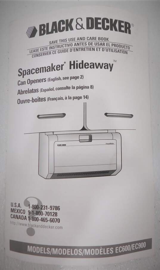 Buy the Black & Decker Ec600 Spacemaker Under Cabinet Can Opener & Knife  Sharpener