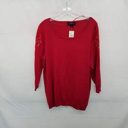 Lane Bryant Red Applique Embellished Shoulder Knit Top WM Size 18/20 NWT