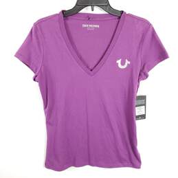 True Religion Women Purple Embellish T Shirt M NWT