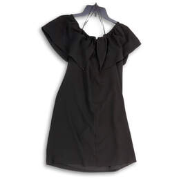 NWT Womens Black Regular Fit Round Neck Back Zip Mini Dress Size Small alternative image