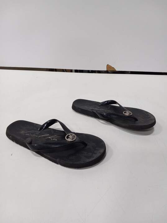 Michael Kors Women's Black Jet Set Signature Sandals Flip Flops Size 8 image number 1
