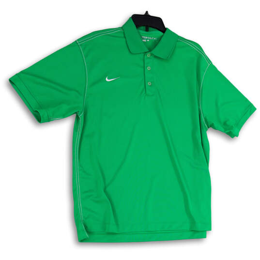 Mens Green Dri-Fit Spread Collar Short Sleeve Golf Polo Shirt Size Large image number 1