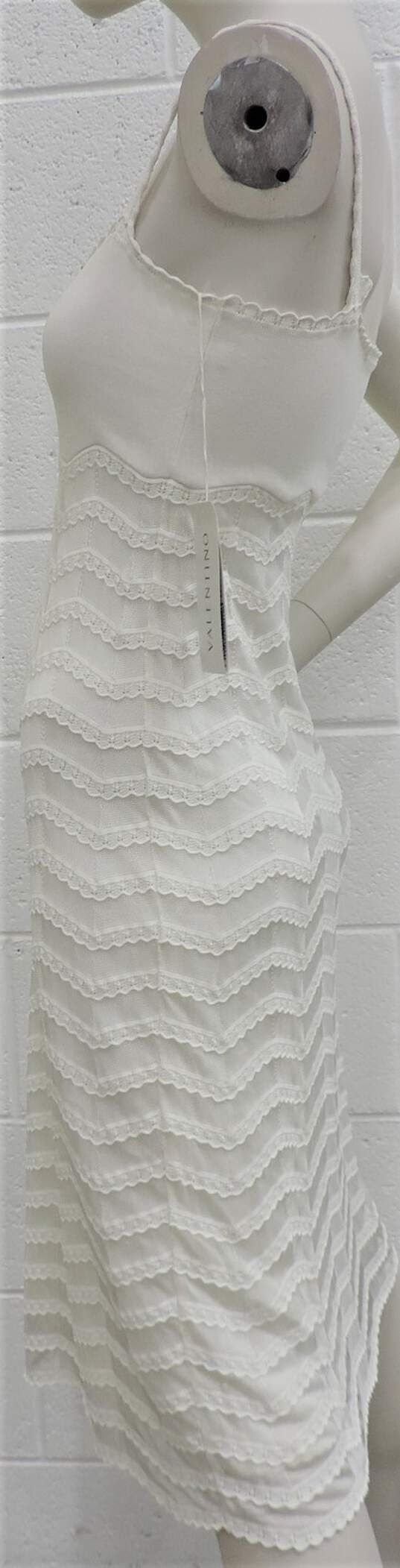 Valentino White Knit Scalloped Lace Spaghetti Strap Sheath Dress Sz S W/COA image number 3