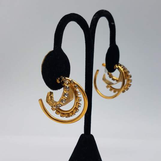 Elizabeth Cole Gold Tone Austrian Crystal Post Hoop Earrings 13.8g image number 2