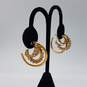 Elizabeth Cole Gold Tone Austrian Crystal Post Hoop Earrings 13.8g image number 2