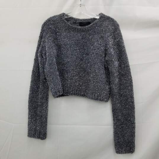 AllSaints Silver Italian Yarn Cropped Sweater Size Medium image number 1