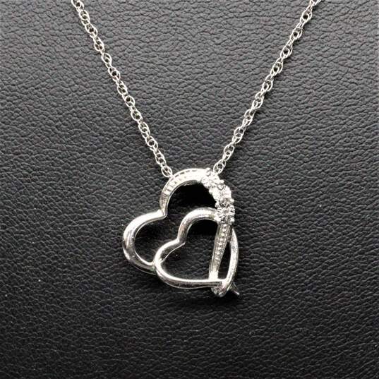 Sterling Silver Diamond Accent Heart Pendant Necklace (18.0in) - 2.5g image number 1