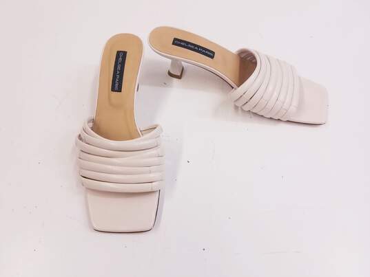 Chelsea Paris Beige Leather Mule Sandal Kitten Heels Shoes Size 38 image number 1