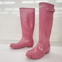 Hunter Women's Original Tall Pink Rubber Rain Boots Size 8