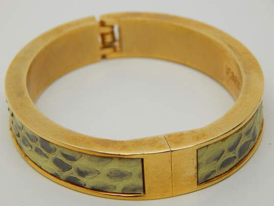 JCrew Blue and Yellow Rhinestone Necklace and Snake Leather Bangle image number 7