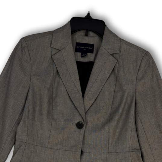 Womens Gray Notch Lapel Long Sleeve Single Breasted Two Button Blazer Sz 6 image number 3