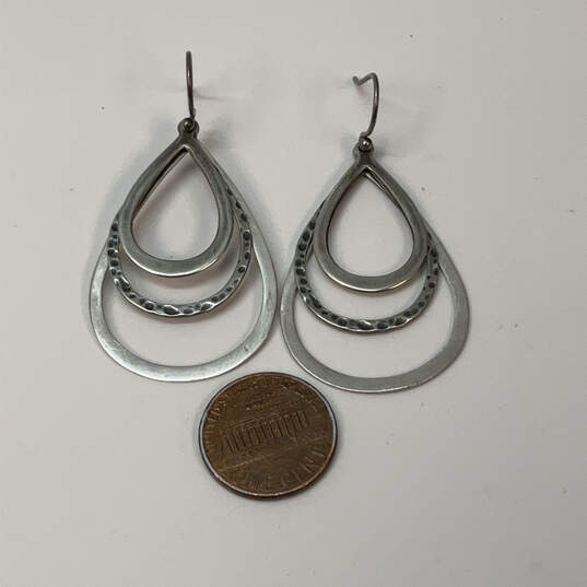 Designer Silpada 925 Sterling Silver Tri Textured Teardrop Dangle Earrings image number 2