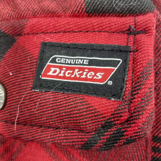 Dickies Genuine Men's Red Flannel Snap Front Hooded Workwear Jacket Size M 38-40 image number 4