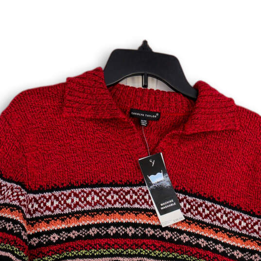 NWT Womens Red Fair Isle Collared Long Sleeve Pullover Sweater Size XL image number 3