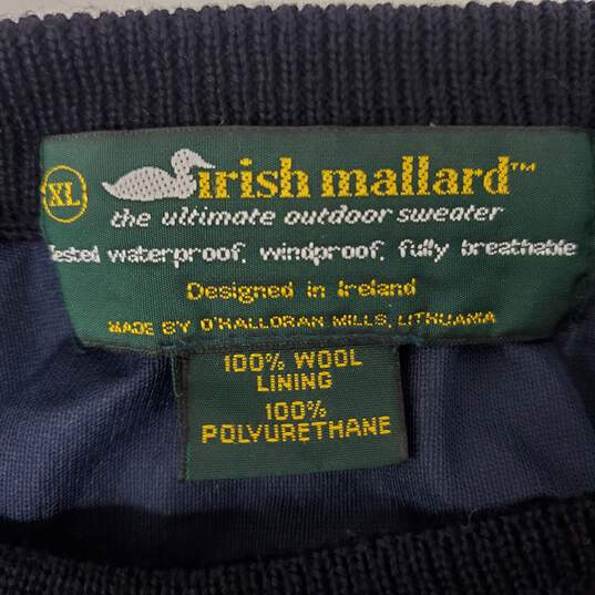 VTG Irish Mallard MN's 100% Wool Dark Blue Knit Crewneck Sweater Size XL image number 3