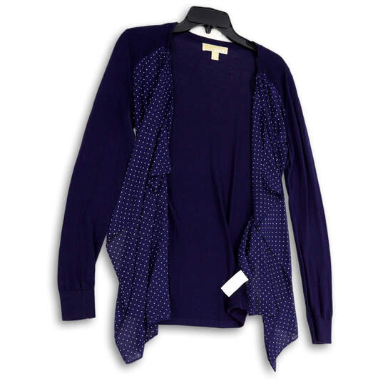 NWT Womens Blue Polka Dot Long Sleeve Open Front Cardigan Sweater Size S image number 1