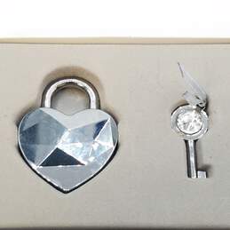 Swarovski Silver Tone Crystal Heart Lock W/Key 24.9g