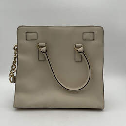 Womens Beige Leather Bottom Studs Inner Pocket Double Handle Satchel Bag alternative image