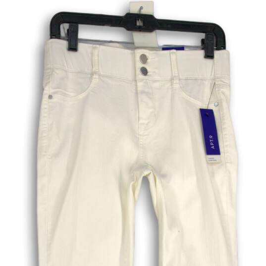 NWT Womens White Tummy Control Mid Rise Straight Leg Dress Pants Size 6 image number 3