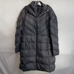 Michael Kors gray mid length packable down puffer jacket women's M