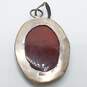Sterling Silver Carnelian Oval Stone Brooch 14.8g image number 4