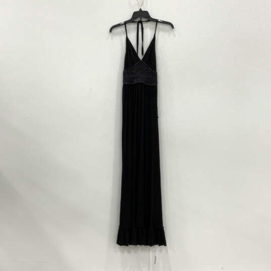 Womens Black Halter Neck Sleeveless Regular Fit Maxi Dress Size Small image number 1