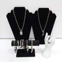 Set of Assorted Silver-Toned Costume Fashion Jewelry