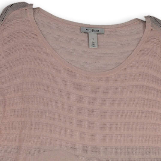 Womens Pink Round Neck Short Sleeve Pullover Blouse Top Size Small image number 4